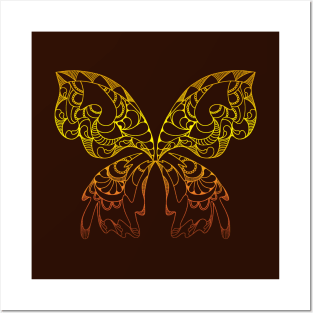 Golden Butterfly doodling Posters and Art